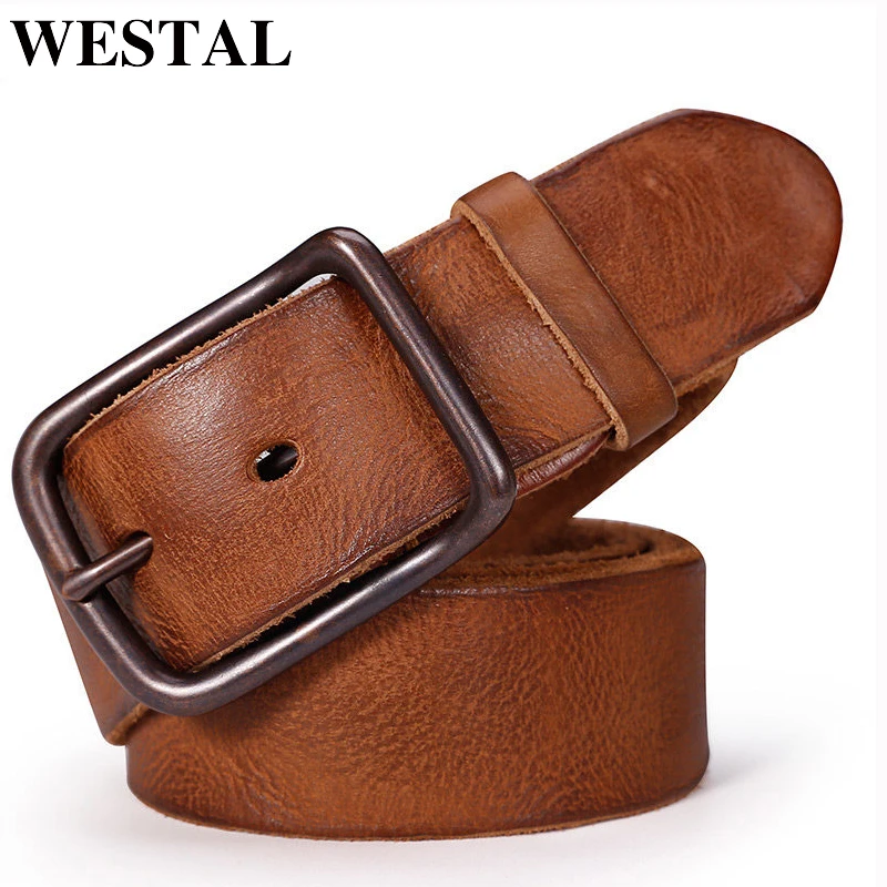 Ремень WESTAL мужской из натуральной кожи с пряжкой дизайнерский винтажный