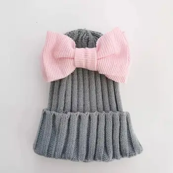 

baby toddler hat warm cap striped with check corn bow tie for girls Butterfly Knot Melamed toddler winter hat champion outfit