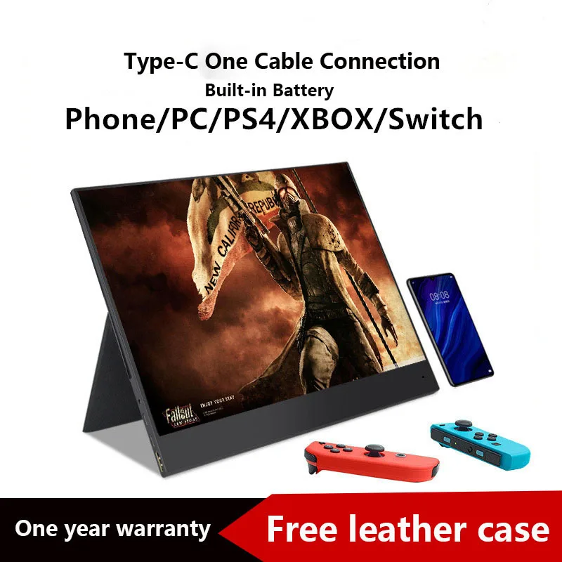 

15.6 Inch Portable Monitor with Built-in Battery USB Type-C HDMI For Laptop,Phone,Xbox,Switch,PS4 Portable LCD Gaming Monitor
