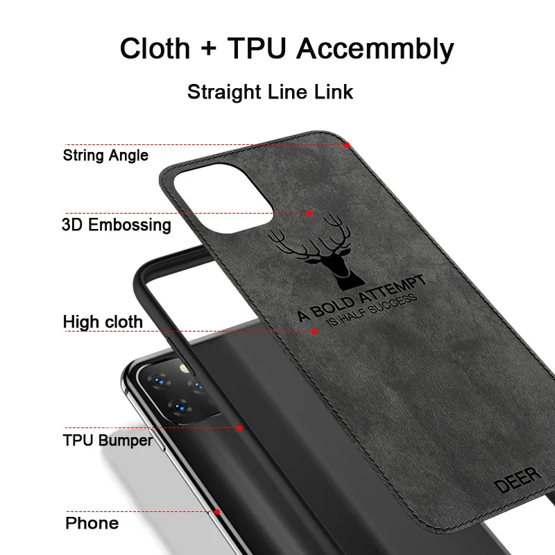 Роскошный тканевый чехол с рисунком оленя для iPhone 11 11Pro Max чехлы объемной