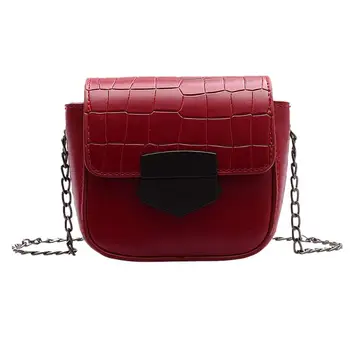 

Solid Color Fashion Messenger Bags Women PU Leather Bags Purse Shoulder Crossbody Female Classical Chain Handbags