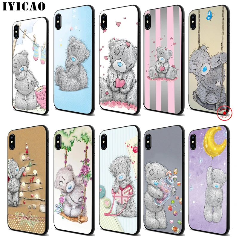 IYICAO tatty Мишка мягкий черный силиконовый чехол для iPhone 11 Pro Xr Xs Max X или 10 8 7 6 6S Plus 5 5S SE