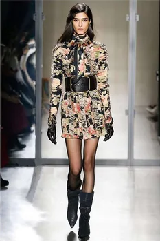 

2019 Mini Dress Sexy Celebrity Print Sashes O Neck Women Full Draped Turtleneck Night Club Body con Party Dresses Wholesale