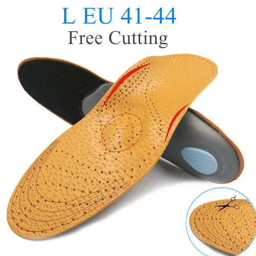 Ортопедическая стелька из кожи для плоскостопия, ортопедическая обувь, стельки для ног для мужчин, женщин и детей - Цвет: L EU 41-44