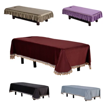 

Dutch Velvet Gold Lacework Beauty Salon Massage Table Bed Sheet Skirt Massage SPA Treatment Bed Cover with Breath Hole