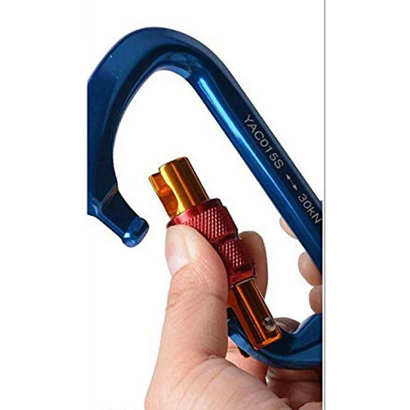 

2PCS Outdoor Carabiner Aluminum Steel Rock Climbing Screw Locking D-Shape maximum tension 30KN light aircraft-grade aluminum