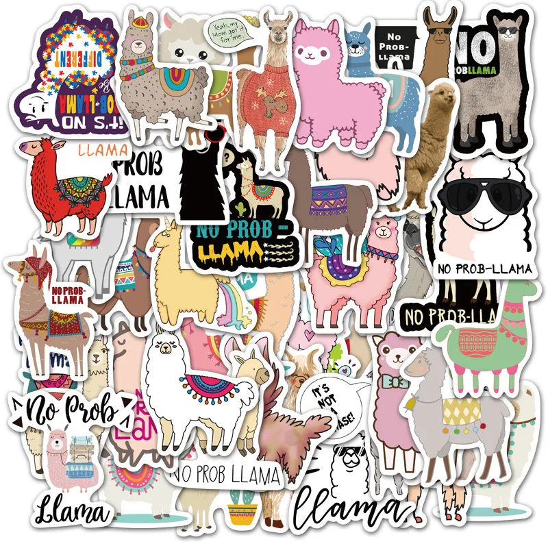 

10/30/50PCS cute animal grass mud horse girl toy graffiti personalized luggage mobile phone laptop decorative stickers wholesale