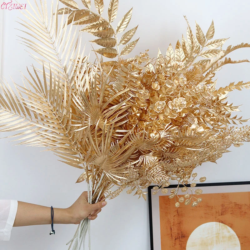 Golden Leaves Decoration Plant Gold Leaves Plants Artificial