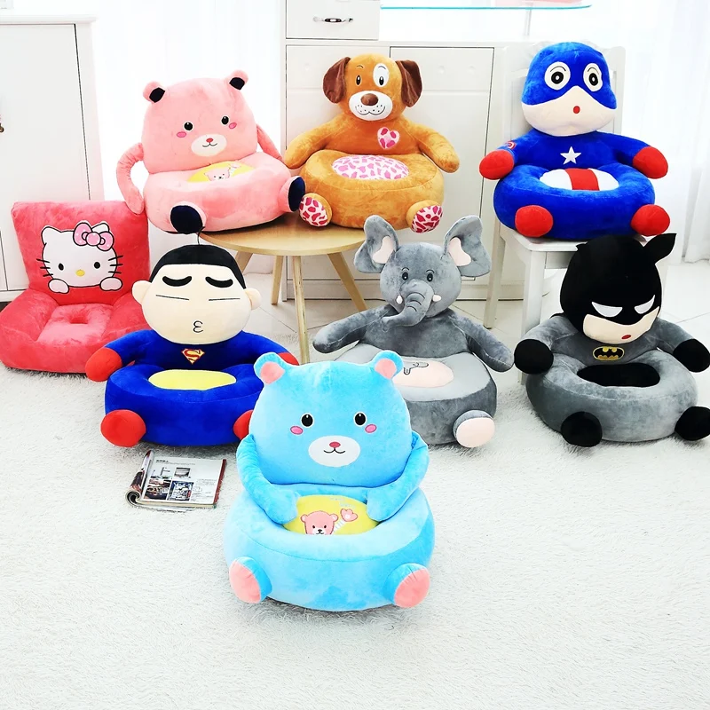 Cartoon Super Hero Toys Plush Baby Seat Feed Chair Stuffed Spiderman Batman Dolls Baby Soft Chair Plush Toys for Kids Gift