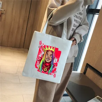 

6ix9ine Rapper Tekashi69 Unisex Handbags Custom Canvas Tote Bag Print Daily Use Reusable Travel Casual Shopping Bag