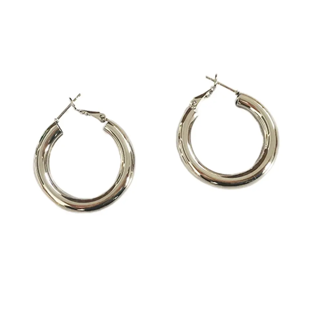 

Simple Hollow Large Round Stainless Steel Earrings Gold Color Women Luxury Brand Ear Ring Jewelry Exquisite Gift Party Jewelry