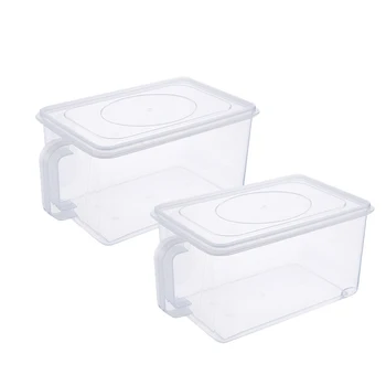 

2 Pack Fridge Storage Saver,Stackable Organizer with Handle to Keep Fresh for Food,Fruits,Vegetables,Meat and Fish