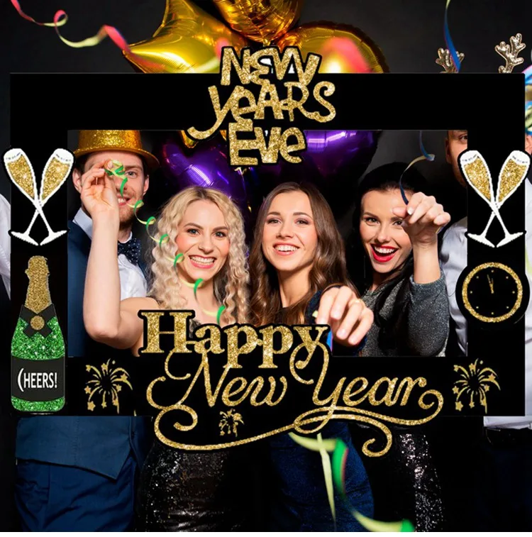 FENGRISE Happy новогоднее; Рождественское украшение для дома Photo Booth рамки реквизит с утолщённой меховой опушкой, хороший подарок год Eve вечерние поставки