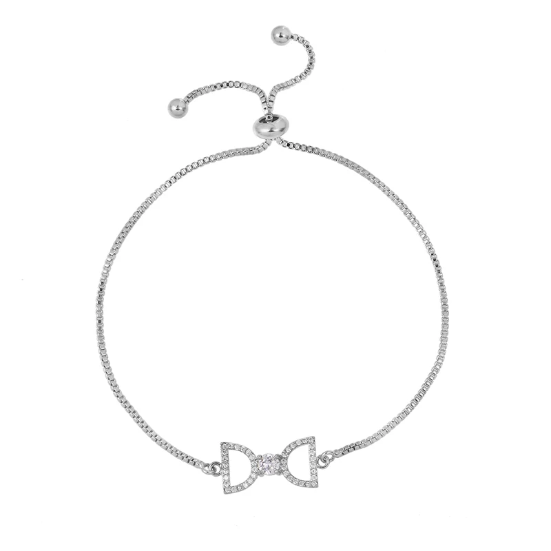 Baiduqiandu Новое поступление милый бант кубический цирконий CZ Кристалл Регулируемые браслеты для женщин или Свадебная вечеринка