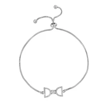 Baiduqiandu Новое поступление милый бант кубический цирконий CZ Кристалл Регулируемые браслеты для женщин или Свадебная вечеринка