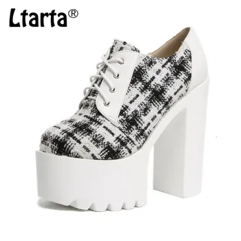 

LTARTA 2020 Spring Women Boot Heels Shoes Waterproof Thick With Stage Costume Color Panel High-Heel Shoes JXQ