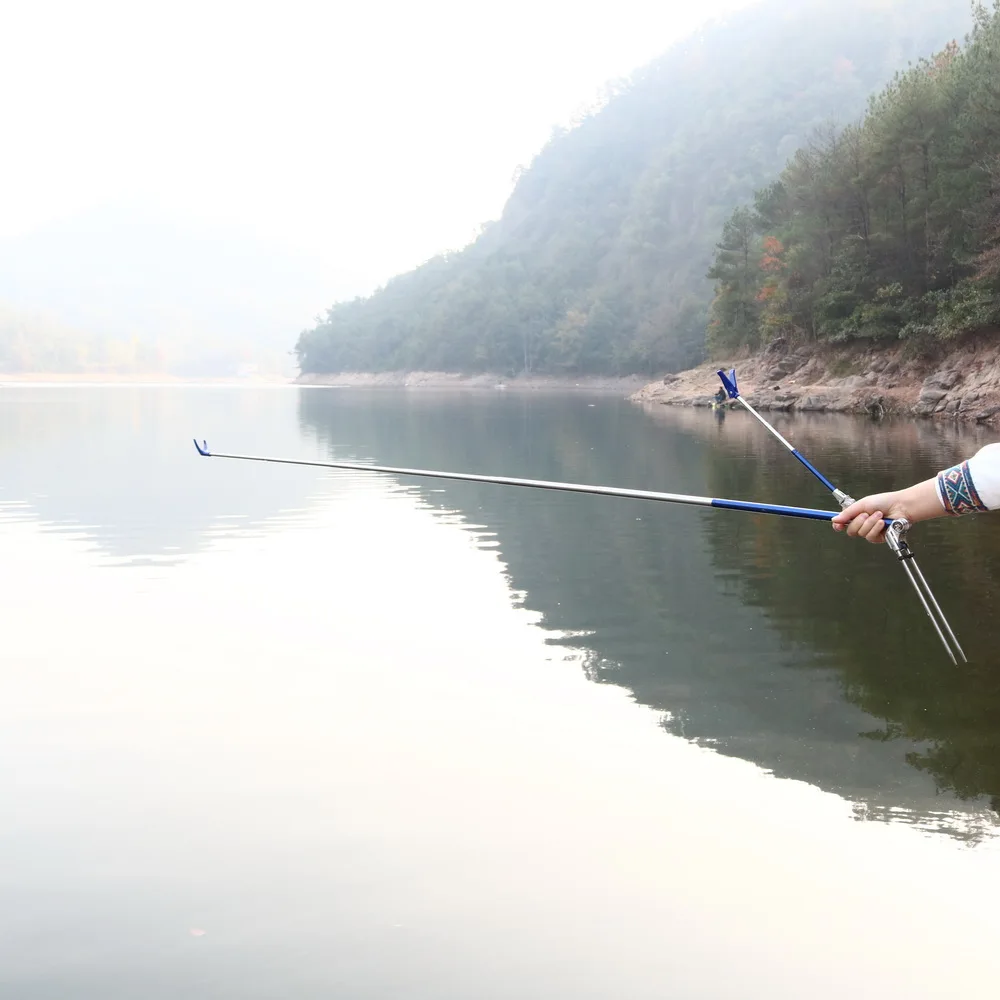 Equipamento de pesca, suporte telescópico para varas de pesca, dobrável em aço inoxidável, suporte para vara de pesca manual, novo, 2018 m, 1.5m, 1.7m, 2.1m