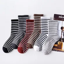 Модные осенне-весенние женские носки в тонкую полоску, хлопковые кавайные носки в японском стиле Харадзюку, Mujer Meias 121303