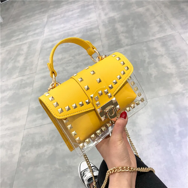 Новые модные маленькие женские сумки-мессенджеры высокого качества Прозрачные bolsa ПВХ сумки дизайнерские pu кожаные Сумки sac желтый