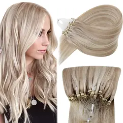 VeSunny Straight Remy Micro Link Hair Extensions Human Hair 50 Gram 50 Strands Cold Fusion Micro Beads Human Hair Extensions