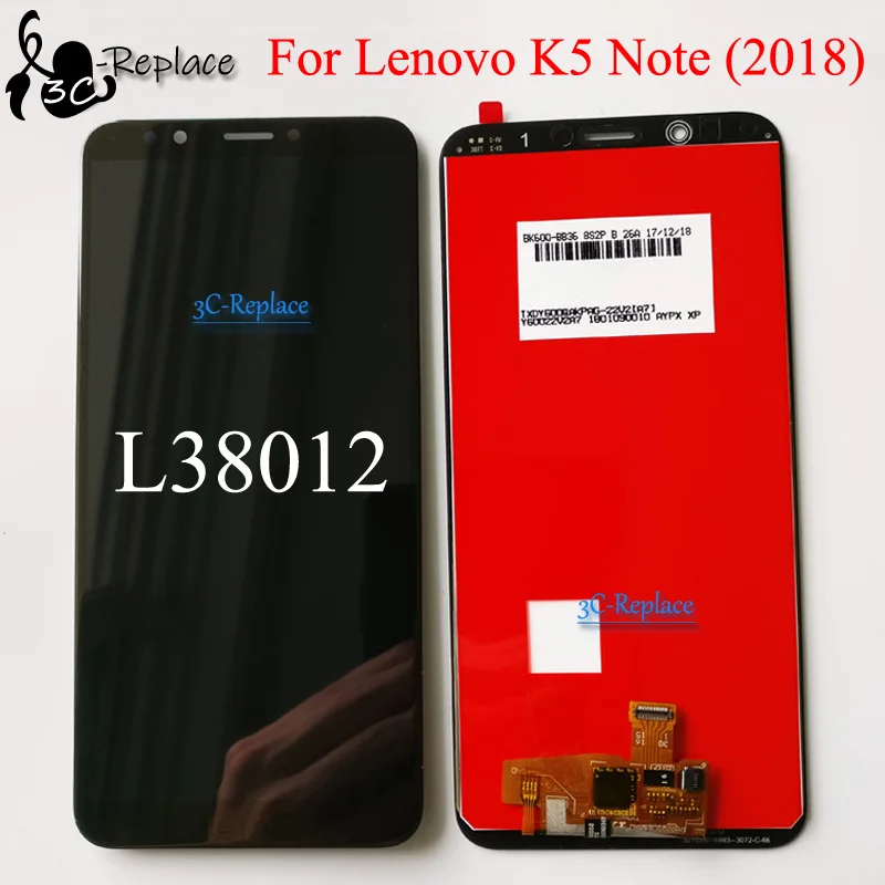 Белый/черный 6 0 дюймов для Lenovo K5 Note ( 2018 ) L38012 Полный ЖК-дисплей сенсорный экран