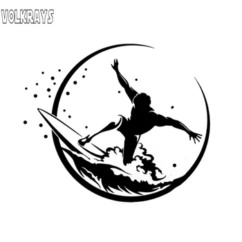 

Volkrays Interesting Car Sticker Surfing Wave Extreme Sports Accessories Reflective Vinyl Decal Black/Silver/white,11cm*13cm
