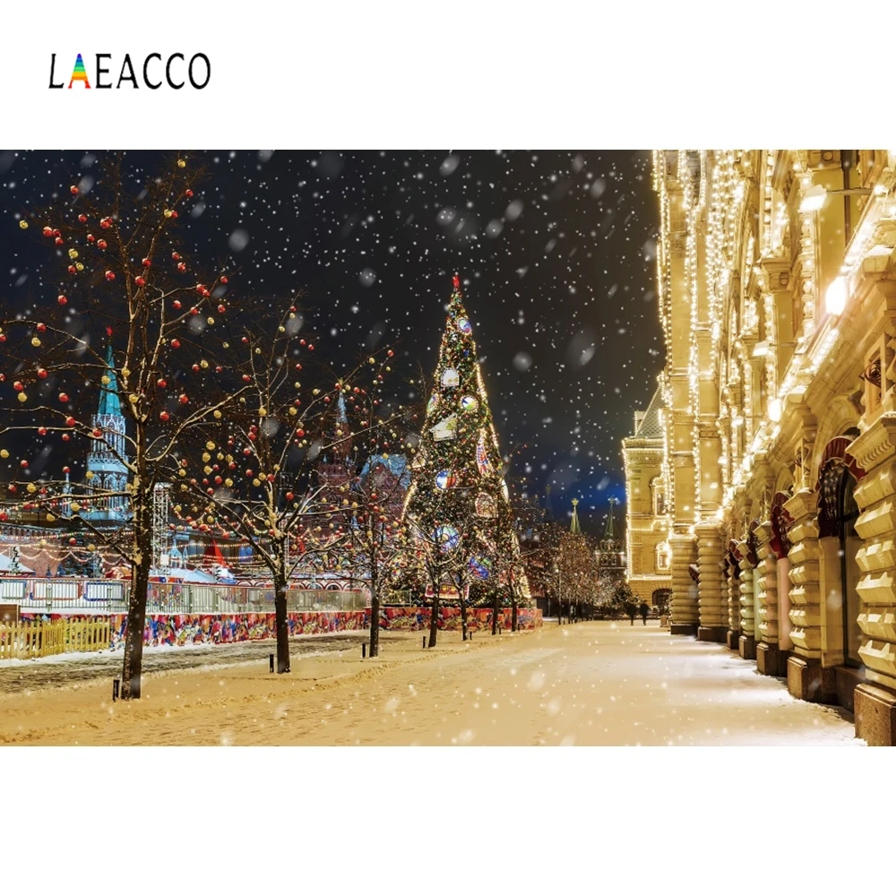 Laeacco фотофоны Рождество зимний уличный светильник индивидуальные Рождественский Декор фотографические фоны для фотостудии