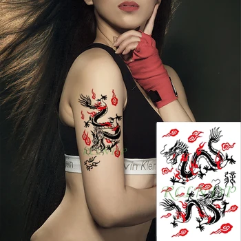 

Waterproof Temporary Tattoo Sticker Chinese letter dragon auspicious pattern fake tatto flash arm tatoo body art for women men