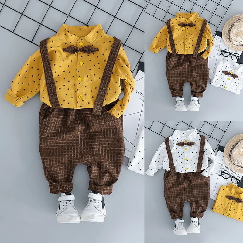 LOOZYKIT, коллекция года, весенние комплекты одежды из 2 предметов для малышей Милая Детская рубашка для мальчиков топы, комбинезон костюмы с длинными рукавами детская одежда для отдыха