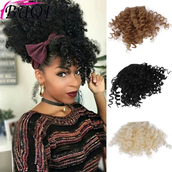 

BUQI 3Color Clip In Hair Bangs Hairpiece Kinky Curly bangs wig Synthetic Fake Bangs Hair Piece Clip In Hair Extensions