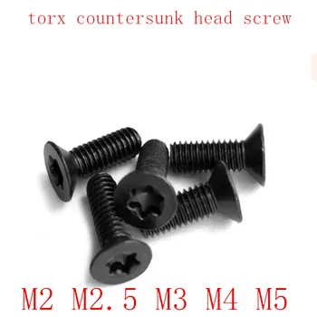 

20-50pcs/lot M2 M2.5 M3 M4 M5 steel with black six lobe torx countersunk head screw