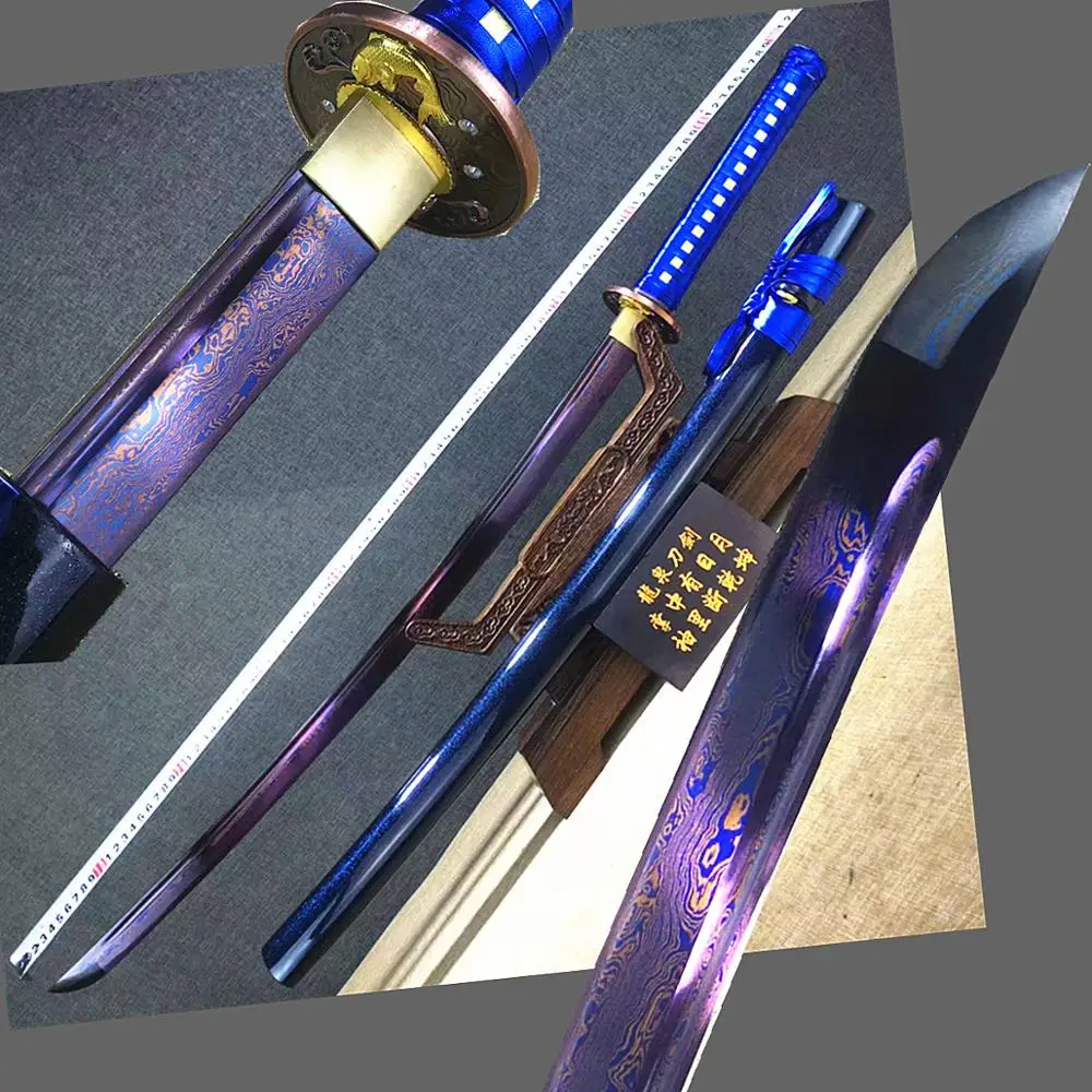 Рыба Цуба японский самурайский меч катана Синий складной стальной острый нож
