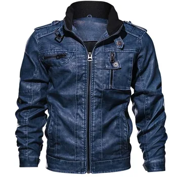 

7XL Men's PU Jacket Leather Coat Autumn Slim Fit Faux Leather Motorcycle Jackets Male Coats Brand Clothing T90