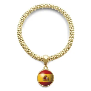 

Spain National Flag Soccer Football Golden Bracelet Round Pendant Jewelry Chain