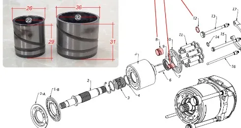 

HPR160 piston bushing big servo piston ring oil seal