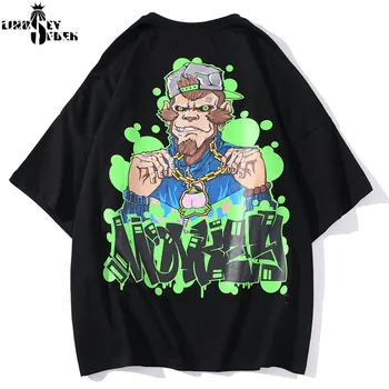 

Men Women Men's T-Shirt 2020 Hiphop Monkey Rapper Dancer T-Shirt Printed Short-Sleeved Summer Casual Fashion Loose T-Shirt