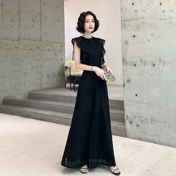 

Plus Size 3XL Female Prom Gown Sleeveless Evening Party Chinese Dress Sexy Balck Cheongsam Robe De Soiree Noble Long Slim Qipao