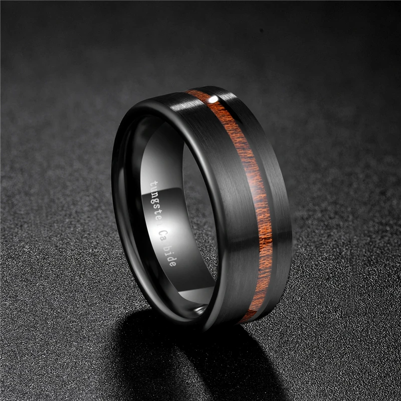 So men 8 мм черные Wodden мужские кольца карбид вольфрама Anillos Para Hombres для свадьбы дропшиппинг мужские модные ювелирные изделия