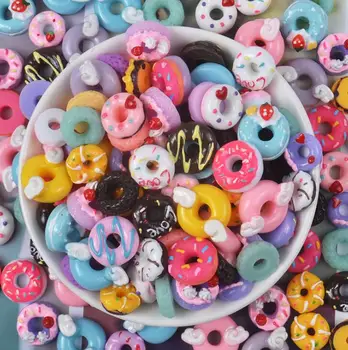 

Mix Colors Design Resin Donut Fake Food Prop Candy Donut Decor for Phone Confetti Candy Resin For Kids DIY Phone Decoration