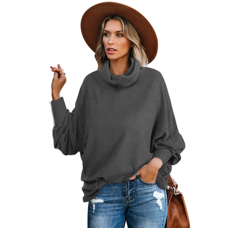 

2021Spring Autumn Woman Sweaters Long Sleeve Turtleneck Knitwear Top Loose Simple Solid Color Female Clothing Lounge Wear Style