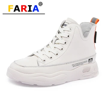 

fashion 2020 V white flat lace up genuine leaher women shoes sneakers high top med 5cm heel spring/autumn casual round toe black