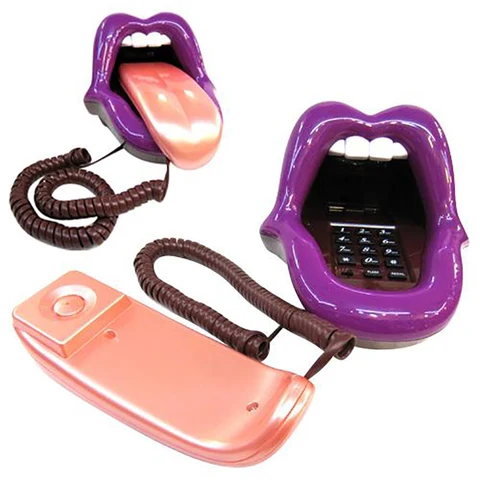 Tongue Stretching Sexy Lips Mouth Corded Phone Telephone with LED Indicator, Audio / Pulse Dial, Mini Landline Telephone