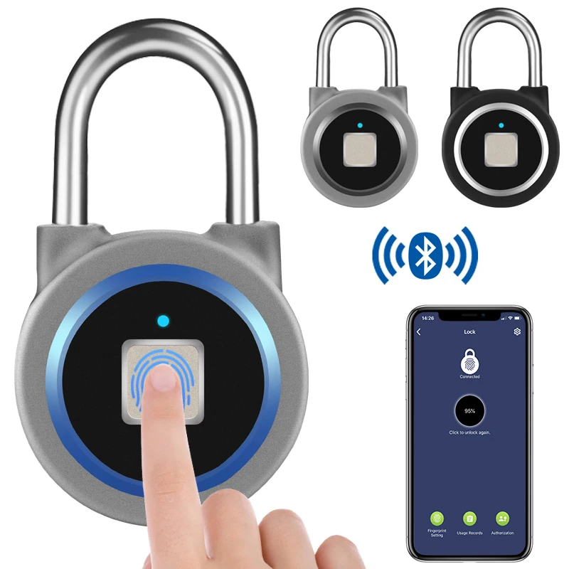 

Portable Bluetooth Smart Keyless Fingerprint Lock Waterproof APP / Fingerprint Unlock Anti-Theft Security Padlock Door
