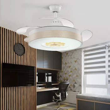 

Modern LED Invisible Ventilateur De Plafond Frequency Conversion Bedroom Ceiling Fan Lamp Remote Control Household Light