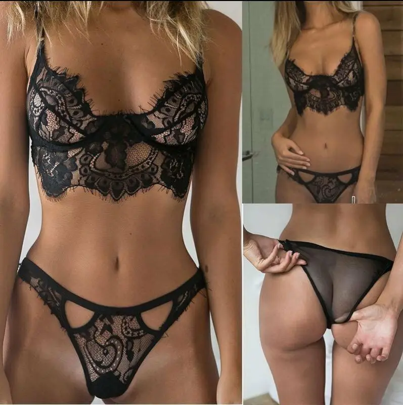 Сексуальное нижнее белье стринги Babydoll женский кружевной бюстгальтер комплект
