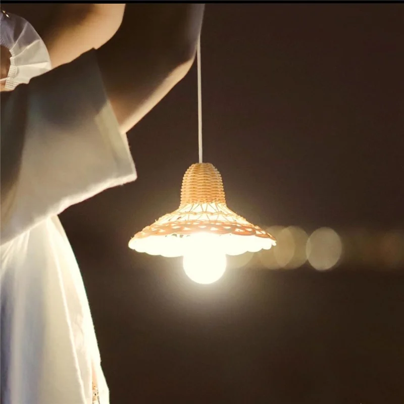 Luz de Teto Rattan Abajur Artesanal Crianças Quarto Berçário Dormitório Ornamento Capa Melhor Homestay - Cabeceira Casamento Pendurado Decoração Presentes 5 Capas e sombras p luminárias