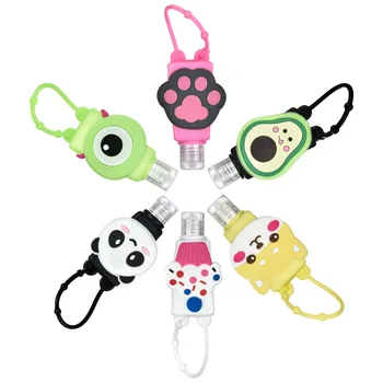 

6pcs/set Mini Portable Plastic Squeeze Refillable Bottle Hand Sanitizer Empty Bottle With Silicone Hook Fruit Cute Hanging Style