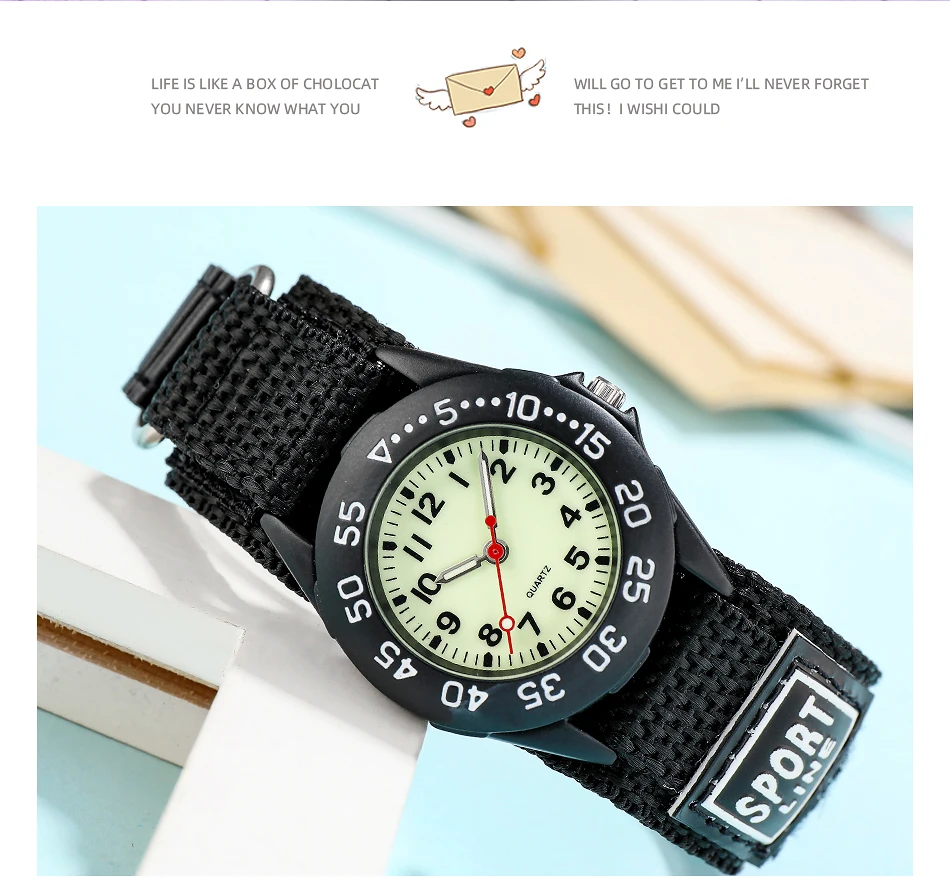 Spinning Bezel Kid Quartz Watches Boy Nylon Straps Children Cute Clock Rotary Dial Arabic Number Boys Watch Kids Watch