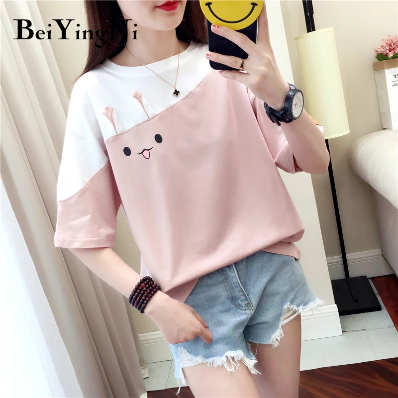 Женская футболка с рисунком кота Beiyingni Kawaii свободная повседневная в японском