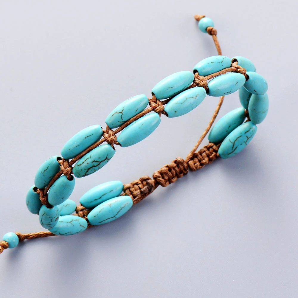 Natural Lapis Lazuli /& Turquoise Bead Bracelet Cord Stacking Leather Friendship